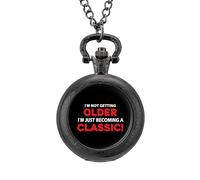 Not Getting Older Just Becoming Classic Vintage Pocket Watch Alloy Pendant Watches Necklace Gift for Men Women Black-Style