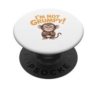 Not Grumpy Cute Monkey Funny Design for Kids and Adults PopSockets Adhesive PopGrip