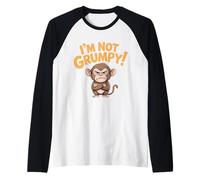 Not Grumpy Cute Monkey Funny Design for Kids and Adults Raglan Baseball Tee