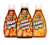 Not Guilty Syrup 3 Pack (3 x 425ml) - Maple Syrup, Salted Caramel Syrup, Golden Syrup - Zero Calorie, Sugar Free Coffee & Pancake Syrups - Low Calorie, Vegan Friendly