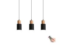 Not Hardwired Battery Operated Pendant Lighting, No Wires Black Battery Power Pendant Light / Ceiling Hanging Lighting Fixture Chandelier for Kitchen Island Dining Room Bedroom Bedside Hallway Foyer (