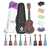 NOT HOME Soprano Ukulele Beginner Pack, 21 Inch Basswood kids Ukuleles Starter Kit with Gig Bag Digital Tuner Spare Strings and Picks. (coffee)