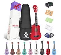NOT HOME Soprano Ukulele Beginner Pack, 21 Inch Basswood kids Ukuleles Starter Kit with Gig Bag Spare Strings Tuner and Picks. (red)