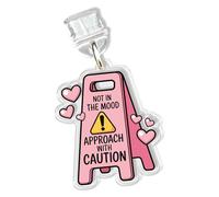 Not In The Mood Approach With Caution Charms for Kindle for Phone, Dust Plug Charm 1.5 Inches Funny Quote, Attitude, Humorous Lightning/Type C Charging Port Acrylic Material Accessories for E-Reader