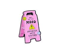 Not In The Mood Approach With Caution Parody Warning Pin Brooch, Bad Mood Warning Enamel Pin, Funny Gift For Sarcastic Sassy Friend Antisocial Person, Rude Humor Brooches, Don’t Talk To Me, Attitude