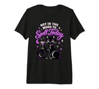 Not in the Mood to Spell Today Black Cat Witchy Humor Premium T-Shirt
