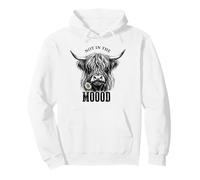 Not In The Moood Funny Highland Cow Pun Heilan Coo Daisy Pullover Hoodie