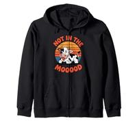 Not In The Moooood Funny Cow Animal Humor Men Women Kids Zip Hoodie