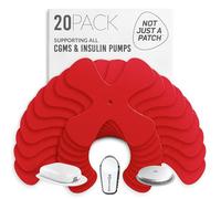 Not Just A Patch X-Patch CGM Sensor Patches (20 Pack) - Water Resistant Omnipod 5 Adhesive Patches - Durable for Active Lifestyle for 10-14 Days - Compatible with Dexcom G6, Libre 2 in Red