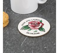 NOT JUST A PRINT Custom Names Rose Coaster - Choice of Colours - Wedding, New Home, Bridal Shower Favours -Wedding Favours Coaster - Mr and Mrs Gift