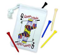 NOT JUST A PRINT Personalised Golf Gift Set - Golf Tee Bag Customised With Your Name or Text - Golf Tees Gift Set for Golfer (Queen of Clubs)