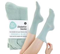 Not Just a Sock - Diabetic Socks for Men - One Size Fits All - Seamless Socks for Women - Loose-Top Non-Binding Socks for Improved Circulation - Copper Infused - Eggshell Blue