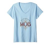 Not Just The Mother Mob Elegant Vintage Family Pride V-Neck T-Shirt, Women, Baby Blue, XXL