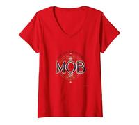 Not Just The Mother Mob Elegant Vintage Family Pride V-Neck T-Shirt, Women, Red, XXL
