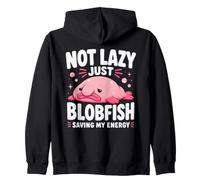 Not Lazy Just Blobfish Saving My Energy Funny Zip Hoodie