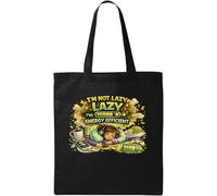Not Lazy Just Energy Efficient Natural Cotton Tote Bag Black