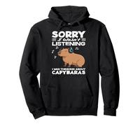Not Listening Thinking About Capybaras Cute Funny Animal Pullover Hoodie