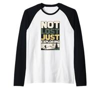 Not Lost Just Exploring Hiker Adventure Hiking Raglan Baseball Tee