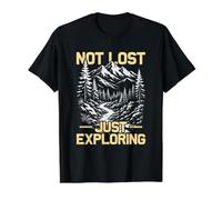 Not Lost just Exploring Mountaineer Funny Hiking Hiker Value Graphic T-Shirt, Men, Black, L