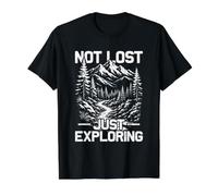 Not Lost just Exploring Mountaineer Funny Hiking Hiker Value Graphic T-Shirt, Men, Black, S