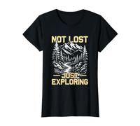 Not Lost just Exploring Mountaineer Funny Hiking Hiker Value Graphic T-Shirt, Women, Black, S