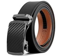 (Not Made In China) Men's Belt, Leather Ratchet, Adjustable and Customizable Fit, Gift Box Packaging