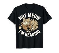 Not Meow Im Reading Grumpy Looking Cat Book Lover Funny Art T-Shirt