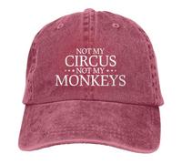 Not My Circus Not My Monkeys Hat for Men Dad Hats Graphic, Red, One Size