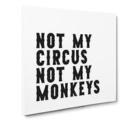 Not My Circus Not My Monkeys Modern Typography Quote Canvas Print | Gallery Wrapped 30mm Frame Wall Art | 20x20 inches | Ready to Hang | Modern Typography Picture | Living Room Bedroom Lounge Office