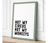 Not My Circus Typography Canvas Wall Art Print 18x12 Inch