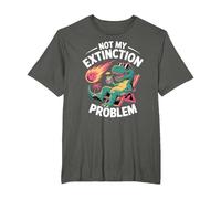 Not My Extinction Problem Funny T Rex Dinosaur T-Shirt, Men's Big and Tall, Asphalt Grey, 5X Tall