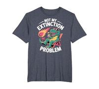 Not My Extinction Problem Funny T Rex Dinosaur T-Shirt, Men's Big and Tall, Heather Blue, 2X Tall