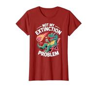 Not My Extinction Problem Funny T Rex Dinosaur T-Shirt, Women, Cranberry Red, Large