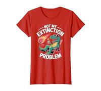 Not My Extinction Problem Funny T Rex Dinosaur T-Shirt, Women, Red, XX-Large