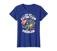 Not My Extinction Problem Funny T Rex Dinosaur T-Shirt, Women, Royal Blue, 3X-Large