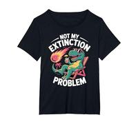 Not My Extinction Problem Funny T Rex Dinosaur T-Shirt, Women's Plus, Black, 2X