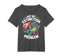 Not My Extinction Problem Funny T Rex Dinosaur T-Shirt, Women's Plus, Dark Heather Grey, 2X