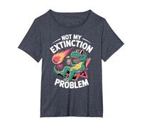Not My Extinction Problem Funny T Rex Dinosaur T-Shirt, Women's Plus, Heather Blue, 2X