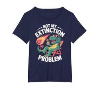 Not My Extinction Problem Funny T Rex Dinosaur T-Shirt, Women's Plus, Navy Blue, 2X