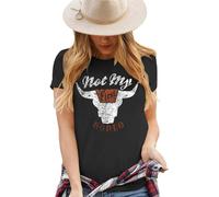 Not My First Rodeo Shirt Women Western Cowboys T-Shirt Vintage Country Music Shirt Retro Cowgirls Howdy Shirt, A#black, M