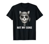 Not My Sons Cat Peace Sign Bandana US Flag Cat Parents T-Shirt