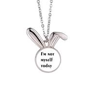 Not Myself Bad Mood Art Deco Fashion Rabbit Necklace Pendant Bunny Animal Jewelry Gift