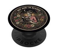 Not Now I'm Reading Book Goth Skeleton Horror Bookish Gothic PopSockets Adhesive PopGrip