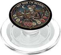 Not Now I'm Reading Book Goth Skeleton Horror Bookish Gothic PopSockets PopGrip for MagSafe