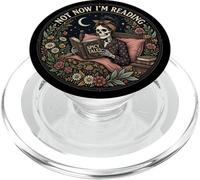 Not Now I'm Reading Book Goth Skeleton Horror Bookish Gothic PopSockets PopGrip for MagSafe