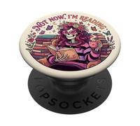 Not Now I'm Reading Book Lover Librarian Skeleton Bookish PopSockets Adhesive PopGrip
