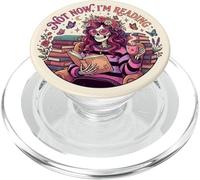 Not Now I'm Reading Book Lover Librarian Skeleton Bookish PopSockets PopGrip for MagSafe