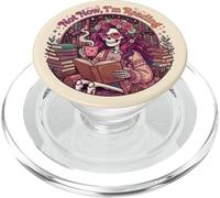 Not Now I'm Reading Book Lover Librarian Skeleton Bookish PopSockets PopGrip for MagSafe