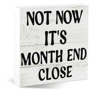 Not Now It's Month End Close Funny Wooden Desk Sign Square Style Office Table Decor Finance Humor Gift for Accountant Coworkers Friends Home Workspace Cubicle Tabletop Desk Decoration for Tax Season
