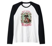 Not Now Santa I'm Reading Cat Christmas Raglan Baseball Tee